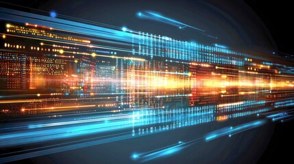 Poster - Abstract Digital Data Stream: Futuristic Technology Background