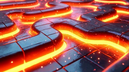 Poster - Abstract Glowing Circuit Lines: Digital Art