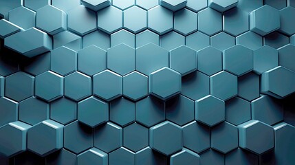 Poster - Abstract Hexagon Pattern: Blue Geometric Background