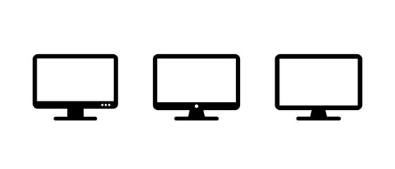 Poster - Computer monitor icon set in generic style. Pc screen, desktop display sign symbol