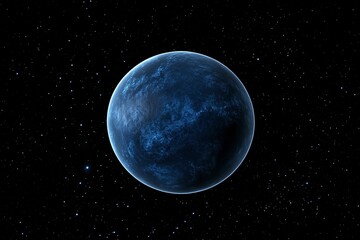 Wall Mural - blue planet with a starry sky background, dark blue and light cyan, space art, stars in the distance