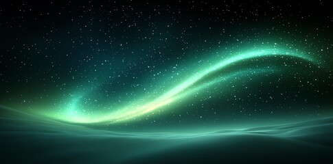Wall Mural - green aurora borealis night sky landscape