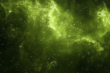 Wall Mural - Green Nebula Space Stars Background