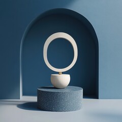 Poster - Modern, minimalist orb sculpture on a pedestal.