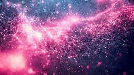 Poster - Cosmic Nebula: Abstract Network of Pink and Purple Energy
