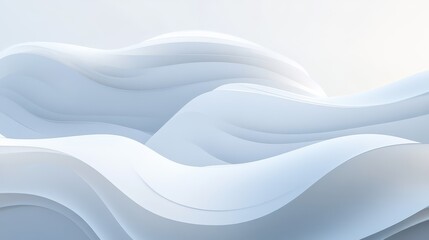 Poster - Smooth, flowing lines of light blue and white abstract form.