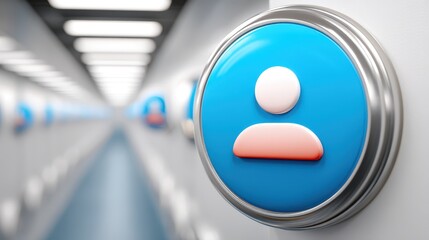 Poster - vibrant blue user icon button, seamless social media connection for enhanced profile access
