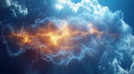 abstract fiery and icy cloudscape digital art background image sky ice blue glow fire cold warm powe