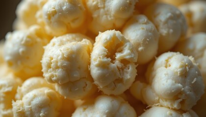 Poster - Golden Kernel Beauty, A Close Look. Popcorn Detail Unveiled, Macro Shot, Texture Revealed. Imperfect Is Beautiful. A Single Kernel.