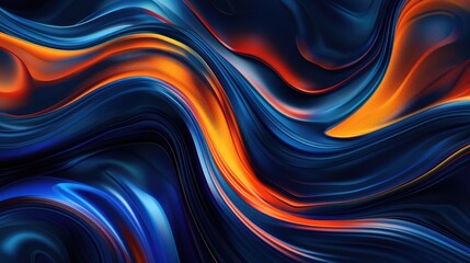 Poster - Diagonal streaks of orange and blue light on a dark background. Abstract dynamic design of gradient orange and blue color with glowing white color. Color abstract 3D rendering of vibrant light. AiG51.