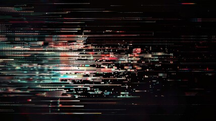 Poster - Abstract complex glitch with pixel effect in tech background use shading and glitches texture express mysterious design or complex flow through tiny object convey sense of future digital scene. AIG53.