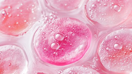 Poster - Abstract Pink Liquid Bubbles Texture Background Design Elegant Feminine Soft Pastel Color Swirling Fluid Artistic Macro Photography Detailed Closeup View Spa Pure Water Drops Shiny