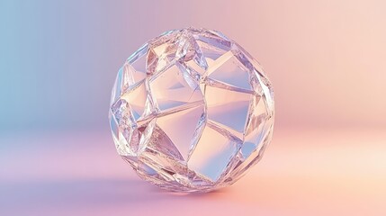 Poster - A multifaceted, glassy sphere radiates soft light.