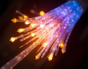 Aufkleber - fiber optic cable, glowing with vibrant light. technology delivering connectivity. communication inf
