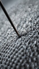 Leinwandbilder - Needle Piercing Fine Fabric Fibers, Showing Meticulous Detail. Textiles Being Stitched. Crafting And Sewing Concepts.