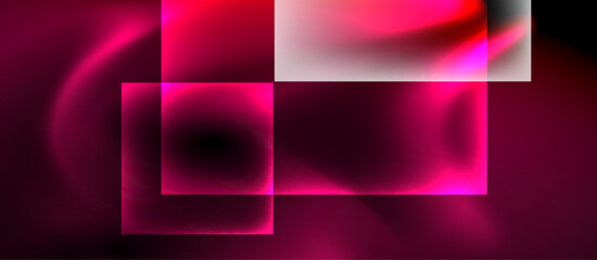 Poster - Abstract composition featuring glowing rectangles, gradients, soft light effects. Deep reds dominate visual space.