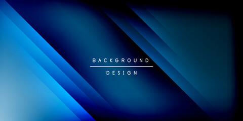 Wall Mural - Abstract blue gradient layers create modern background. Minimalist design features text, background design. Dark shades dominate composition.