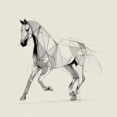 Wall Mural - geometric abstract illustration of a running equine.