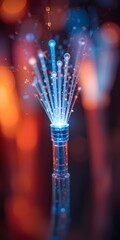 Fototapete - Fiber Optic Cable, Glowing With Vibrant Light. Technology Showcasing Illuminated Tips. Data Transfer Concept. Innovation In Telecommunications Networks. Connectivity And Future Communications.
