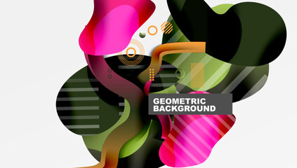 Leinwandbilder - Abstract colorful shapes overlap. Gradient hues create dynamic composition. Modern design elements suggest fluidity, energy.