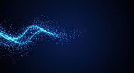 Poster - Abstract Blue Light Particle Wave Abstract Background Digital Art Design