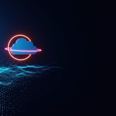 Poster - Cloud Computing Futuristic Digital Network Technology Abstract Background Neon Glow