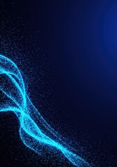 Poster - Abstract Blue Particle Wave Digital Art Background Design Illustration