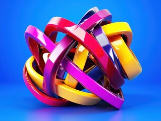 Poster - Vibrant, tangled abstract forms on a bold backdrop.