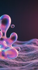 Poster - abstract iridescent liquid forms on a textured surface: a digital art piece