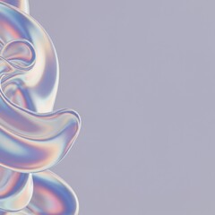 Poster - abstract iridescent liquid forms on lavender background: fluid art design, modern digital illustrati