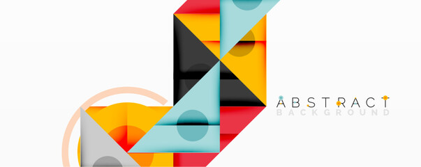 Aufkleber - Geometric shapes overlap, creating vibrant abstract composition. Warm colors dominate, with cool accents. Modern design element.