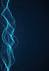 Poster - Abstract Blue Particle Flow Dynamic Background  Digital Art Design Futuristic Technology Concept