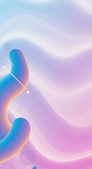 Poster - Abstract Pastel Wave Background Design with 3D Fluid Shapes and Geometric Elements