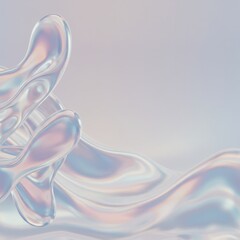 Fototapete - Abstract Iridescent Liquid Forms: A Surreal 3D Render of Flowing, Shimmering, Pearlescent Waves