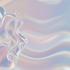 Poster - Abstract Iridescent Liquid Forms on a Pastel Wavy Background A Stunning 3D Render of Flowing, Pearlescent Shapes