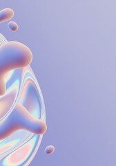 Fototapete - Abstract Pastel Liquid Forms: Iridescent 3D Render of Fluid Dynamics and Swirling Colors