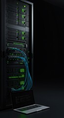Poster - Dark Server Room: Network Technology and Data Center Infrastructure with Laptop