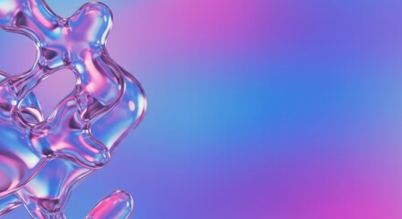 Fototapete - Abstract iridescent fluid shapes on a gradient background:  A mesmerizing digital art piece showcasing vibrant, flowing forms.