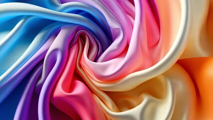 Poster - vibrant swirl of colorful silk fabric luxurious design showcasing smooth texture and dynamic blend o