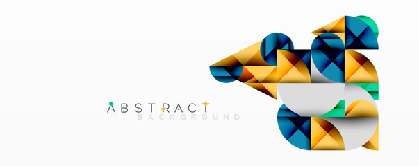 Aufkleber - Geometric shapes create abstract design. Blue, gold, white colors dominate composition. Modern style, clean lines present visual interest.
