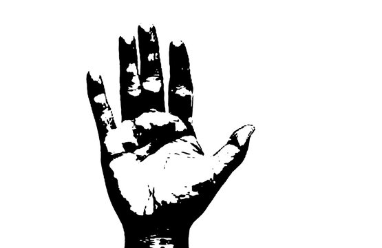 Black Palm Print Handprint on Transparent background PNG