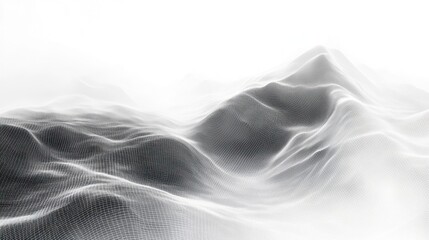 Wall Mural - Abstract grayscale landscape of flowing, textured hills.