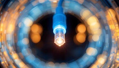 Aufkleber - Fiber Optic Cable Close-up, Showing The Illuminated Tips, Technology. Data Transmission, Futuristic Design, Innovation And Connectivity Concepts. Glowing Fibers Bring Signals, Light And Speed.