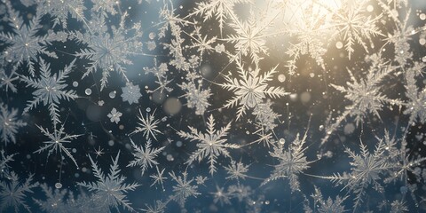 Poster - Winter's Embrace, Delicate Frost Patterns Adorn The Window. Sunlight Dances On Ice Crystals, A Beautiful Macro View. Nature's Artistry, A Stunning Frozen Masterpiece. Morning Light Enhances The