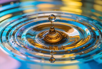 Aufkleber - Abstract Beauty. Oil Drop Shimmers On Water, A Captivating Display Of Iridescent Colors. Reflections Dance, Forming Unique And Mesmerizing Patterns. A Stunning Close-up For Creative Projects.