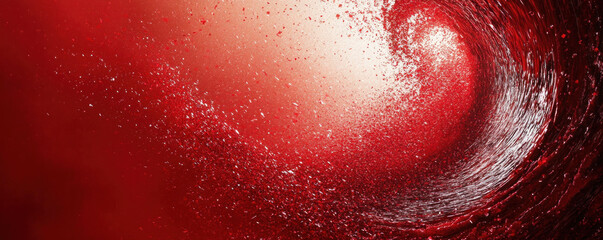 Poster - A red wave with white splashes of water. The red color is dominant and the white splashes add a sense of movement and energy to the image