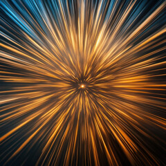 Poster - A bright orange and blue light with a blurry center. The light is surrounded by a dark background