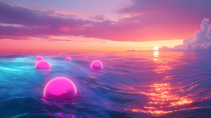 Wall Mural - futuristic ocean shoreline