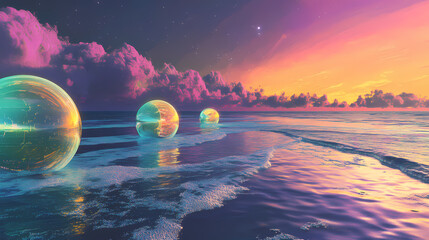 Wall Mural - futuristic ocean shoreline