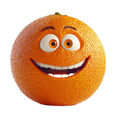 Fototapete - Cartoonish, round orange with a happy expression, designed in a vibrant digital style.